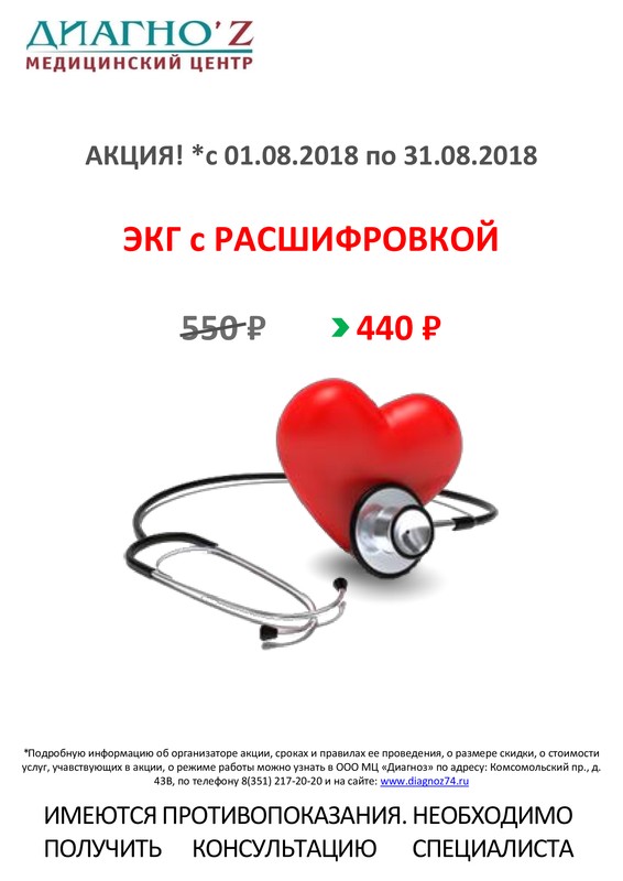 ЭКГ с расшифровкой 440 руб.